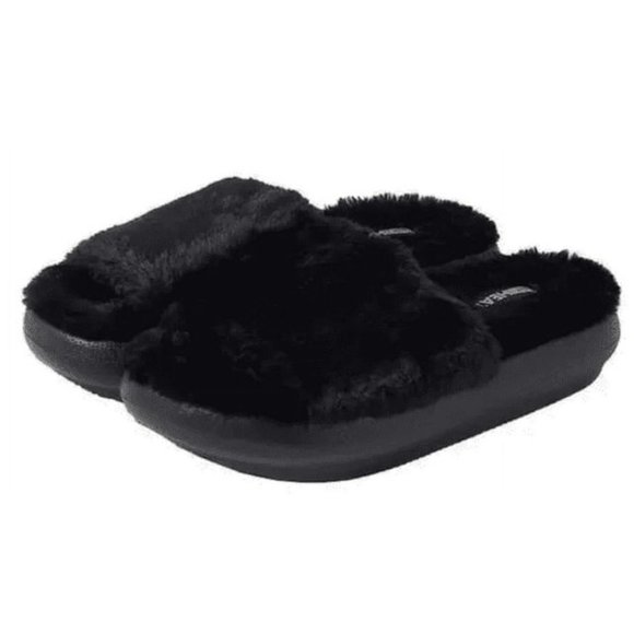 32 Degrees Shoes - Women's 32 Degrees Plush Cushion Slides - Black - Medium - NIB